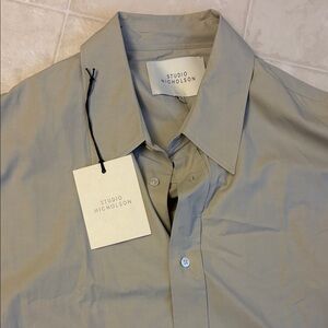 Studio Nicholson Men's Casual Gray Button Down Shirt